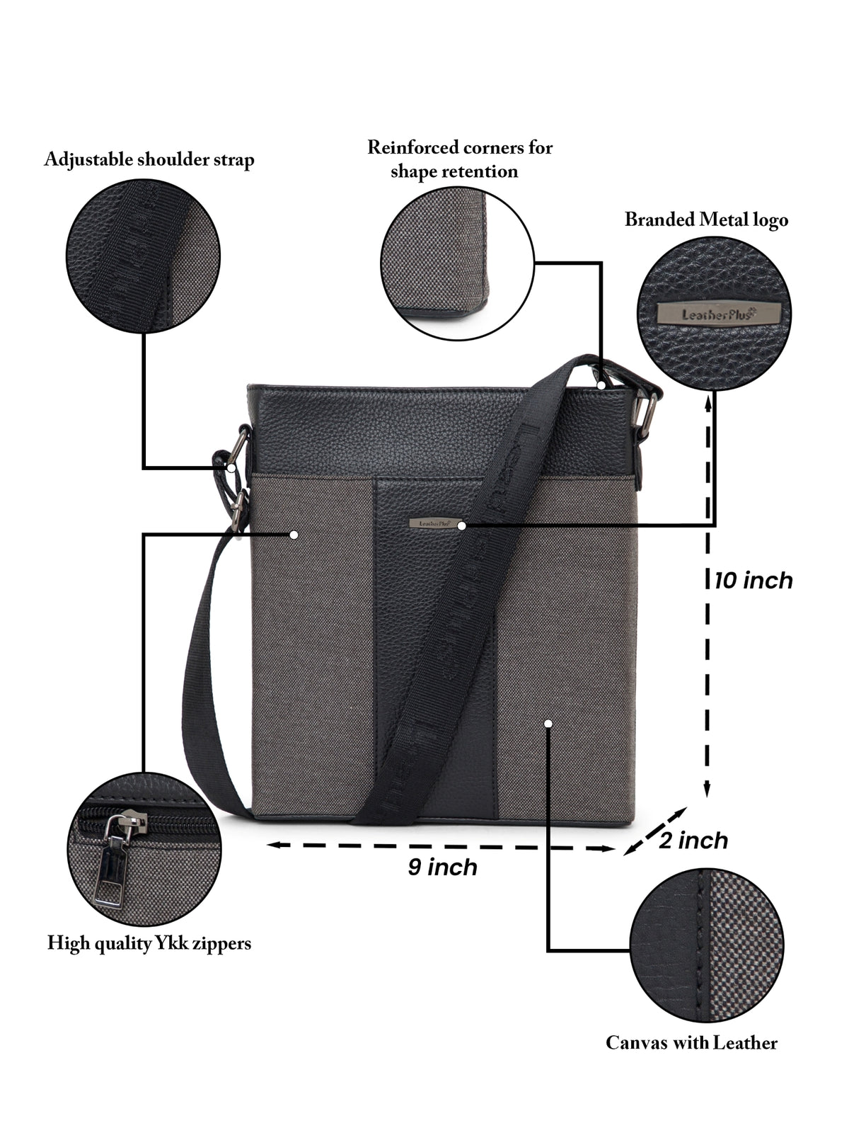 Dual-Texture Leather Sling Bag