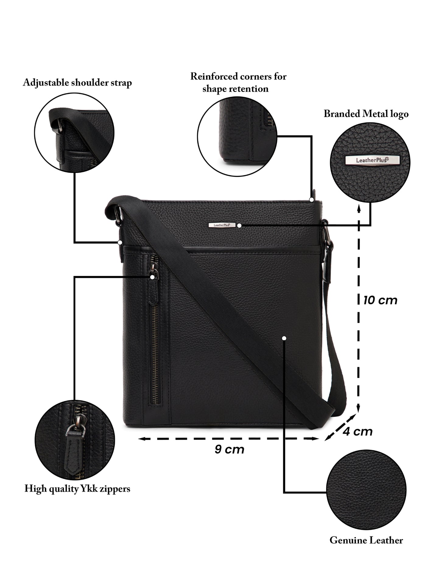 MIlled Leather Men Sling Bag SGM-601 Black