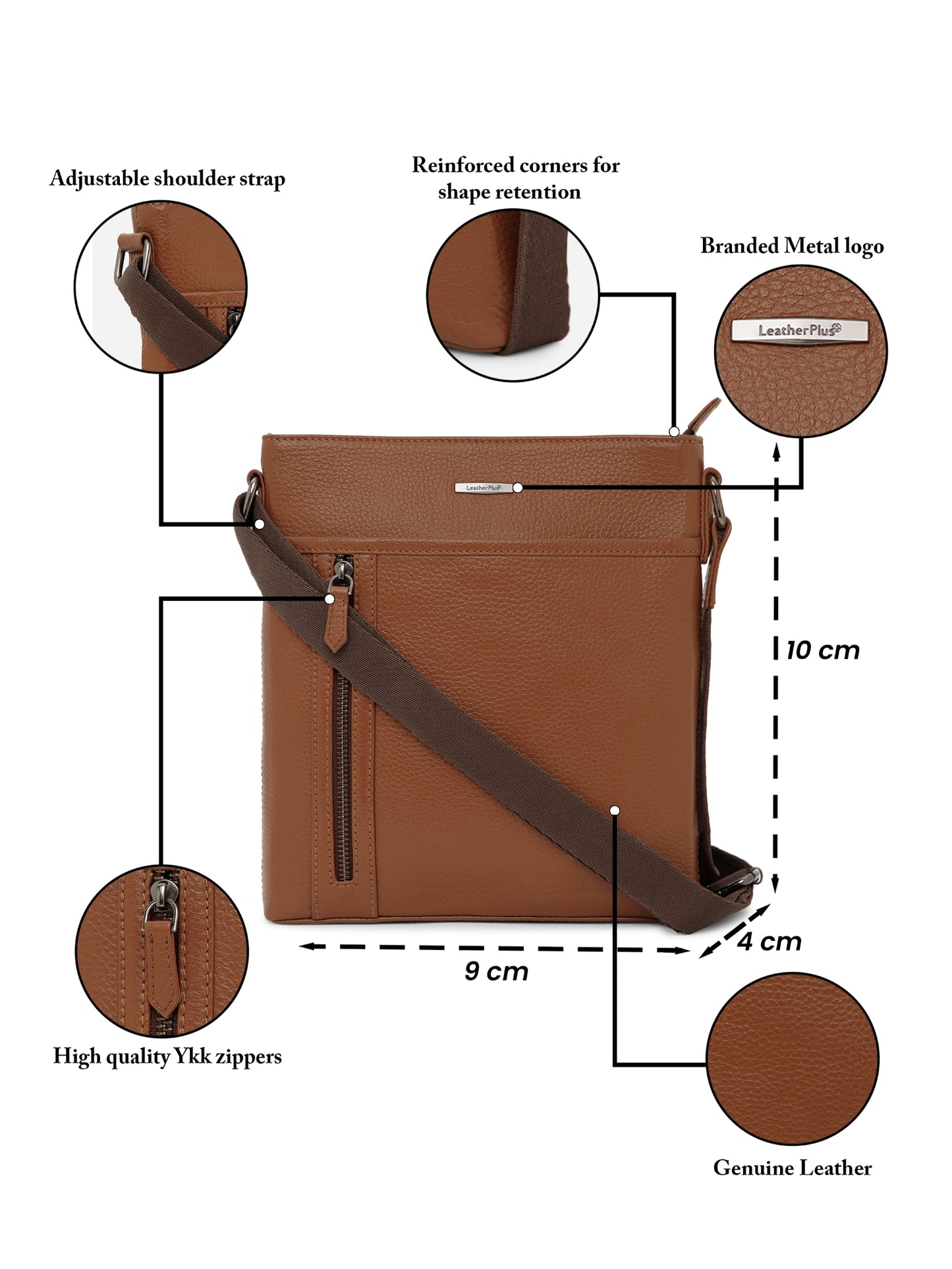 MIlled Leather Men Sling Bag SGM-601 Tan