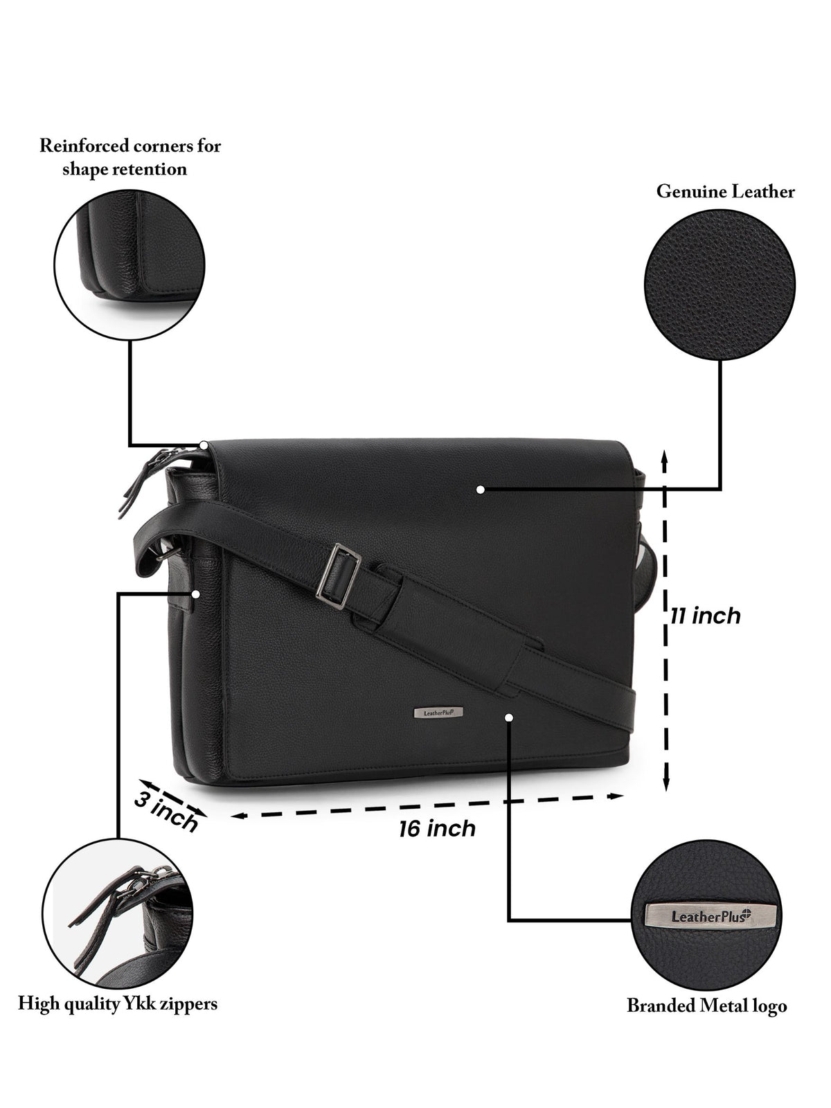 Flap Leather Laptop Bag