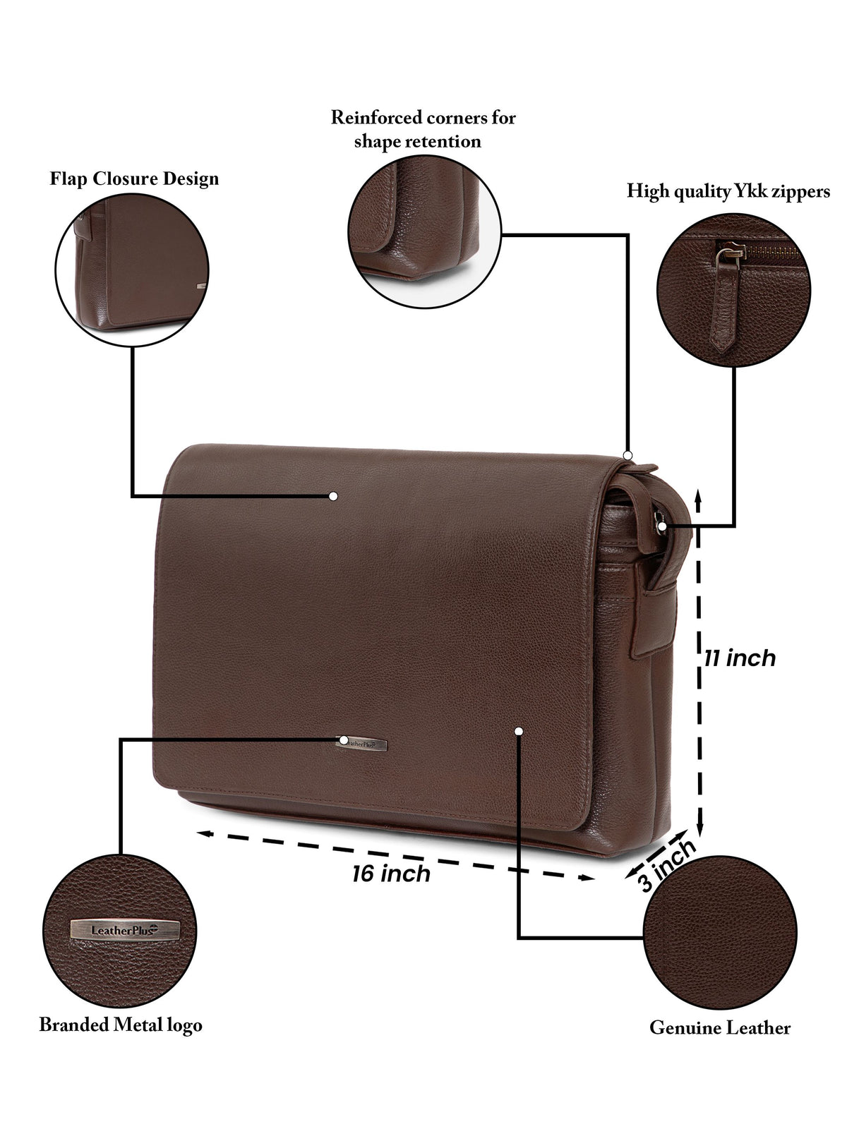 Flap Leather Laptop Bag