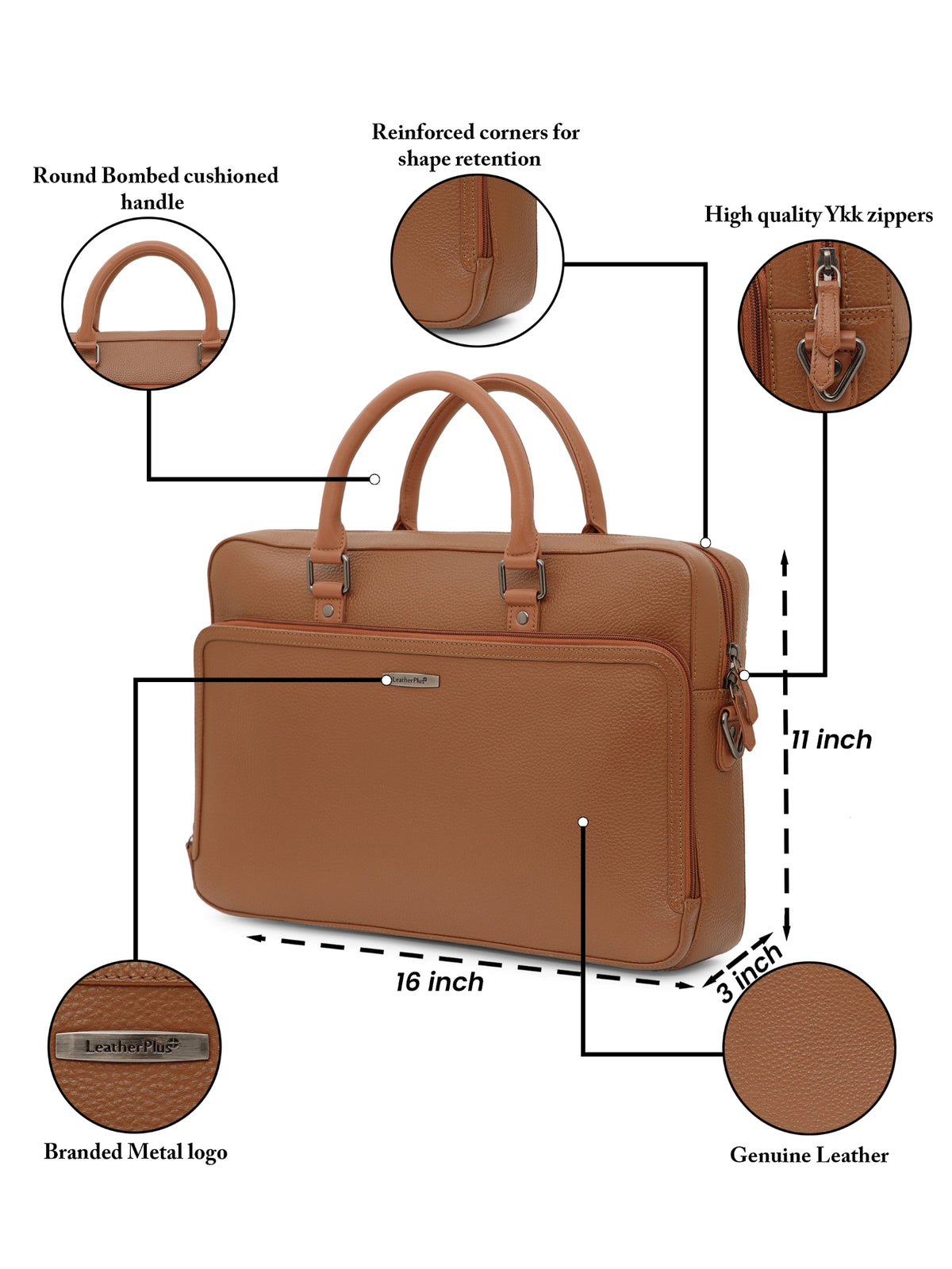 Textured Work Leather Laptop Bag
