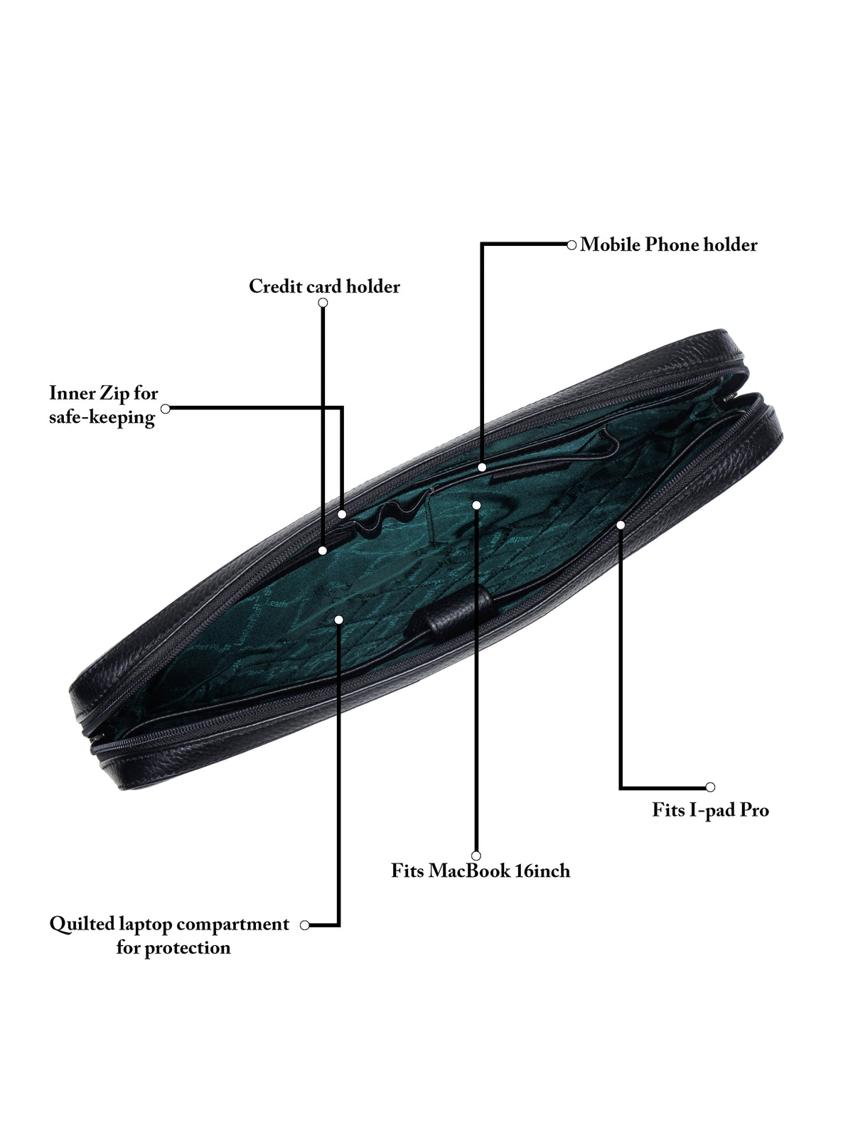 Milled Leather Laptop Sleeve