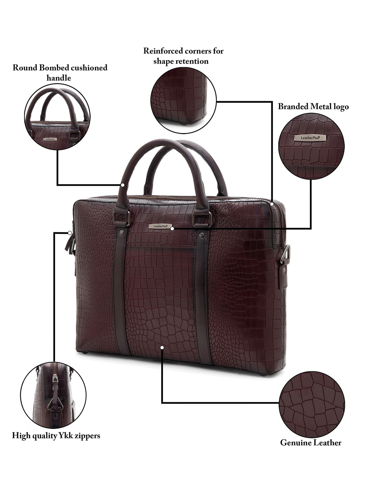 Croc-Embossed Executive Laptop Bag