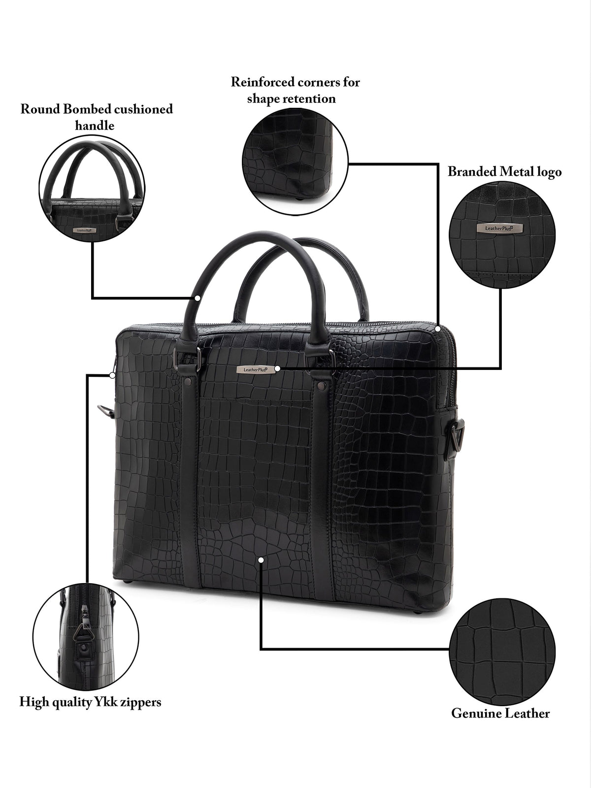 Croc-Embossed Executive Laptop Bag