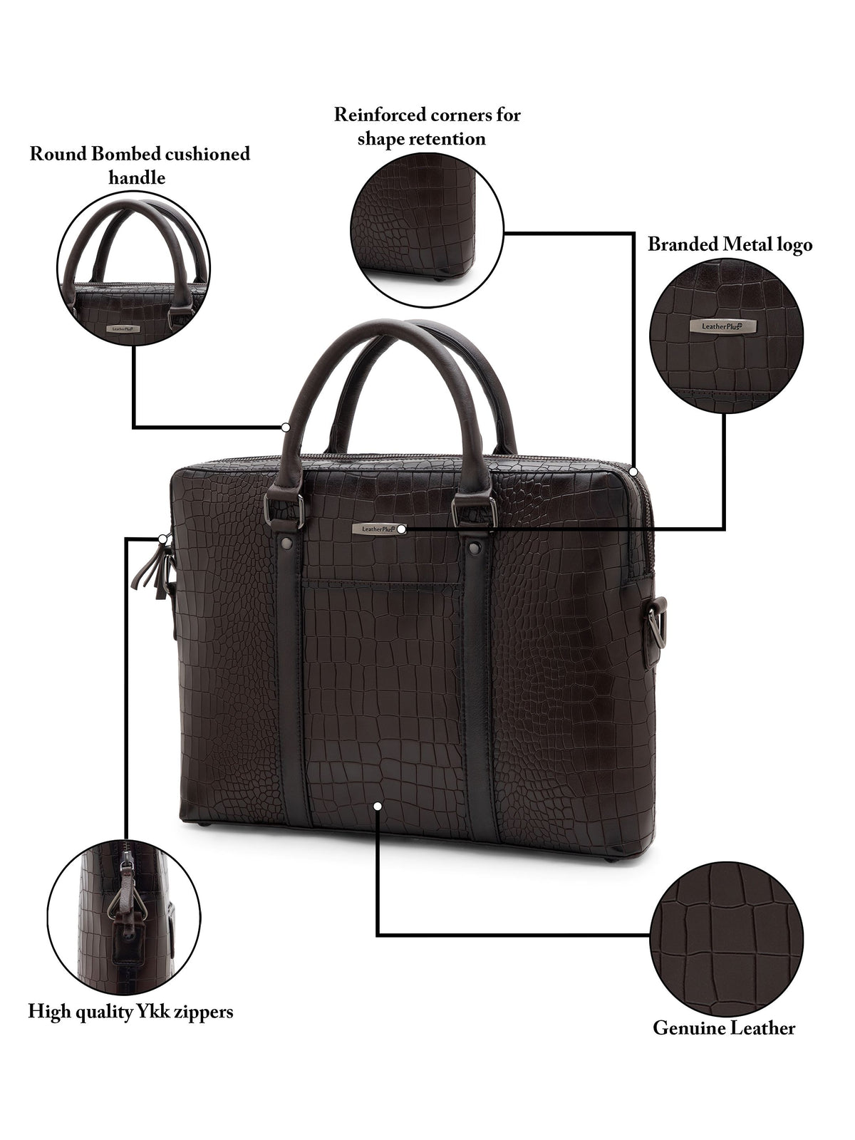 Croc-Embossed Executive Laptop Bag