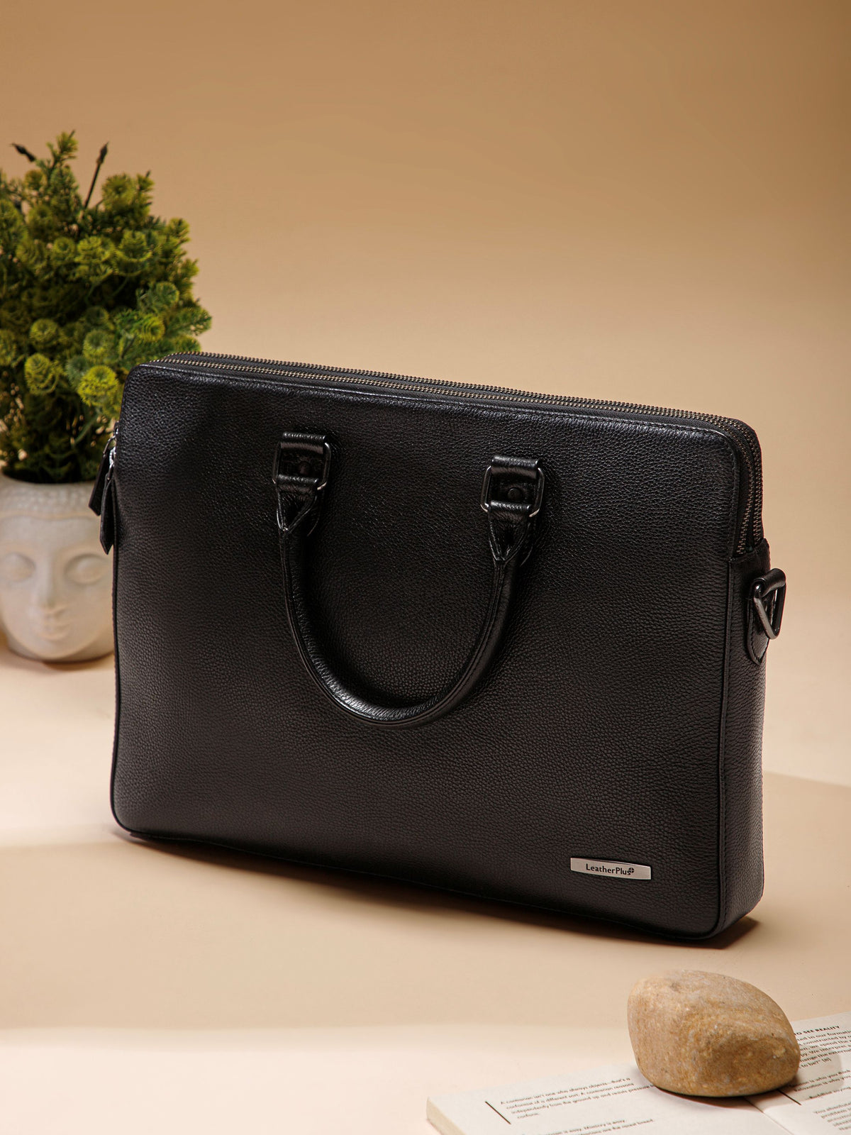 Natural Milled Leather Laptop Bag
