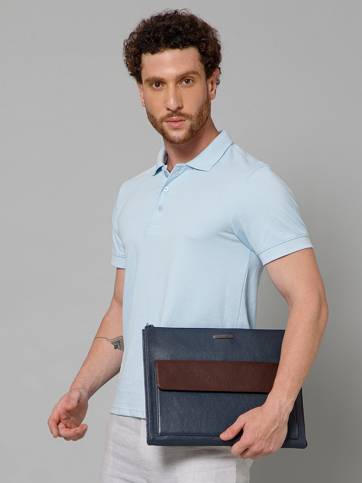 Colorblock Leather Laptop Sleeve
