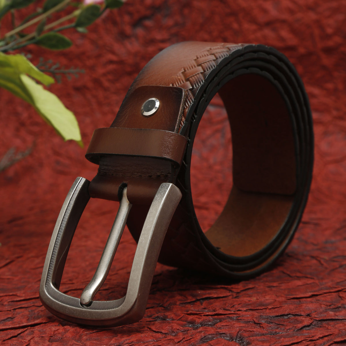 Dual-Texture Leather Belt