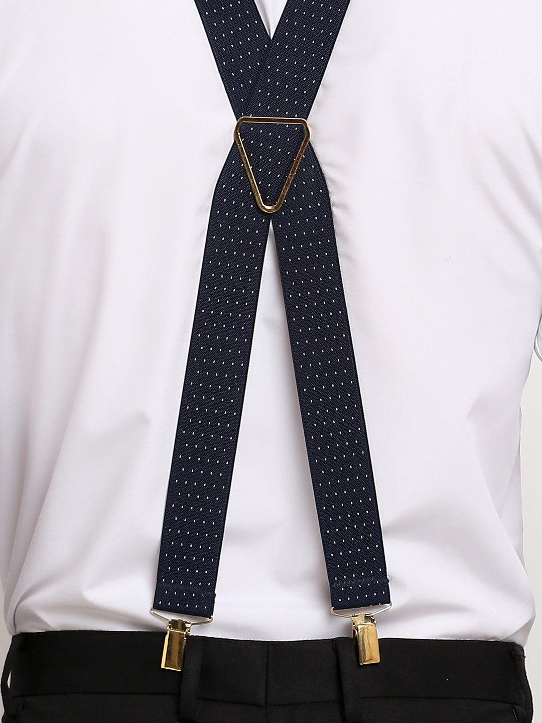 Navy Dotted Elastic Suspenders