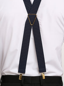 Navy Dotted Elastic Suspenders