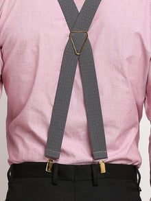 Grey Dotted Elastic Suspenders