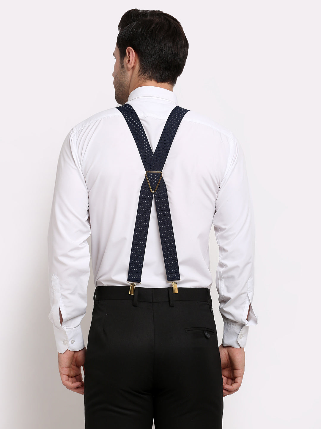 Navy Dotted Elastic Suspenders