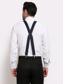 Navy Dotted Elastic Suspenders