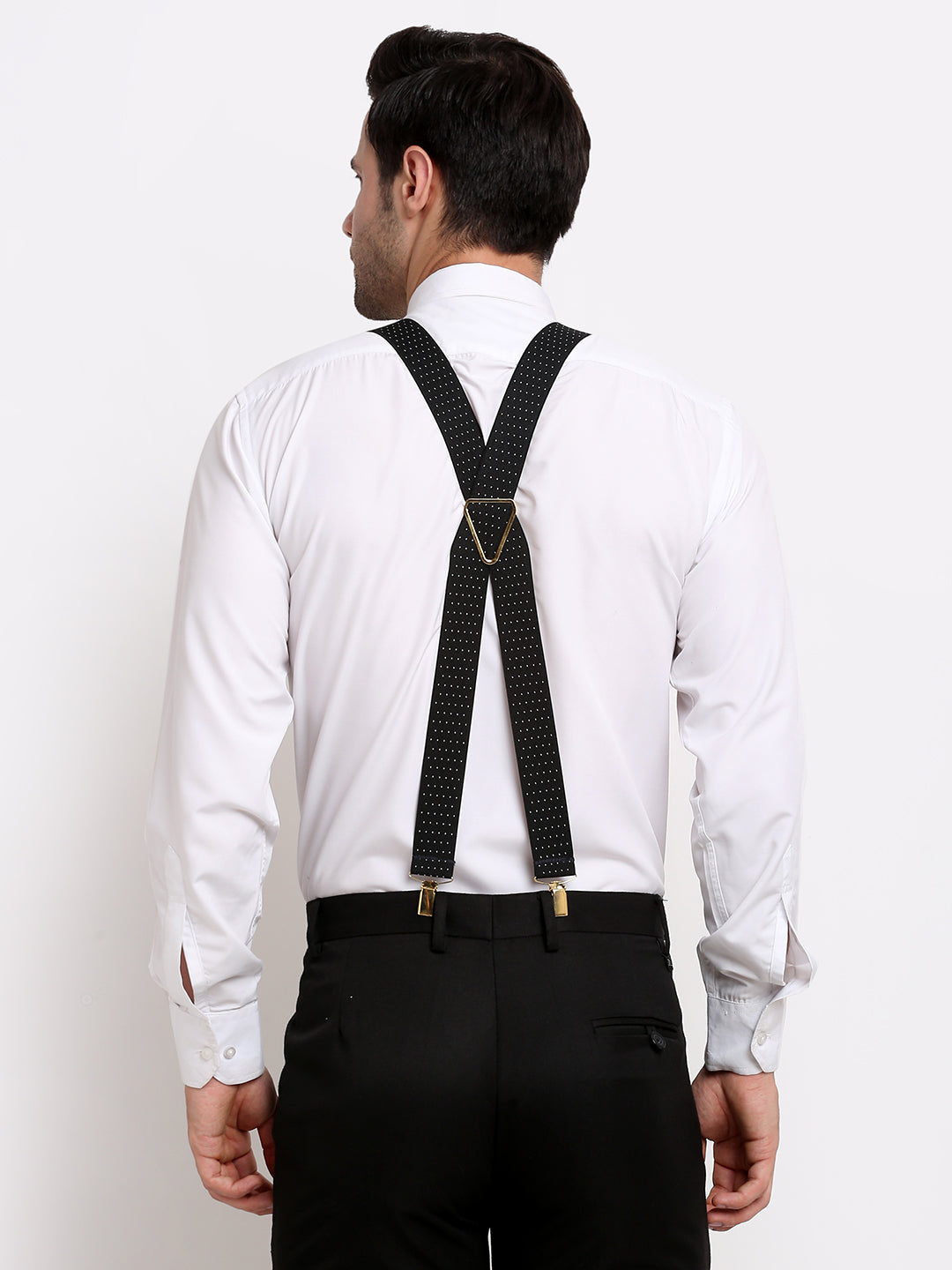 Black Dotted Elastic Suspenders