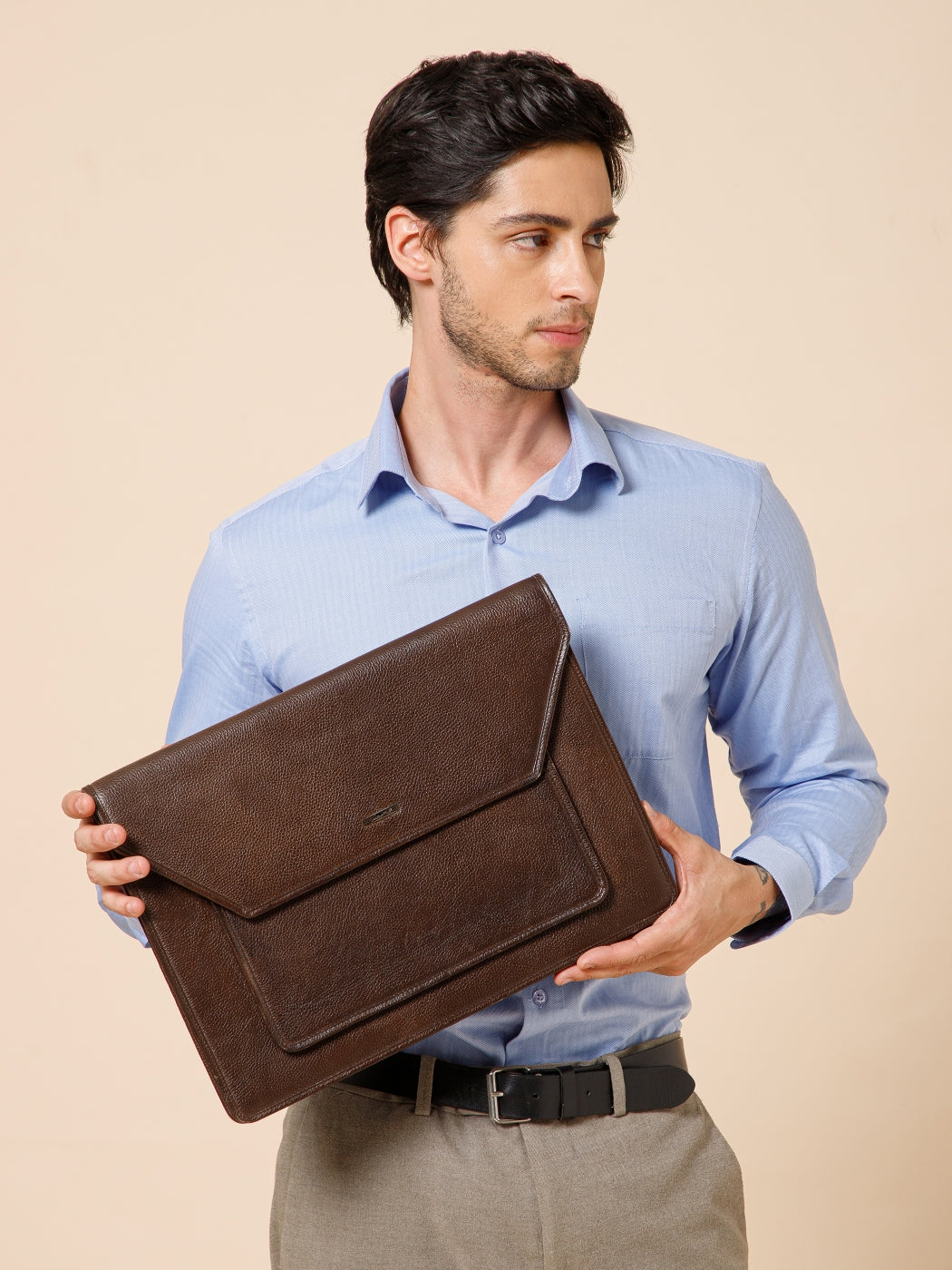 Natural Milled Leather Laptop Sleeve