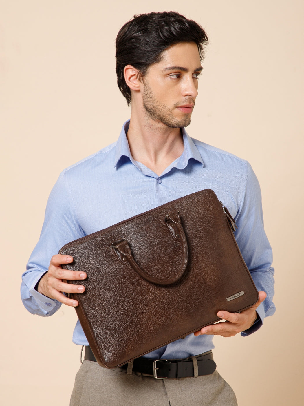 Natural Milled Leather Laptop Bag  LT16-3002