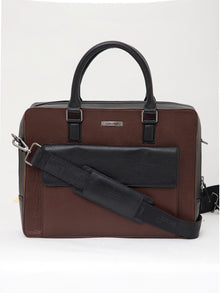 Signature Colorblock Leather Laptop Bag