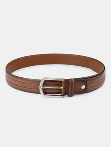Edge Stitch Embossed Formal Leather Belt