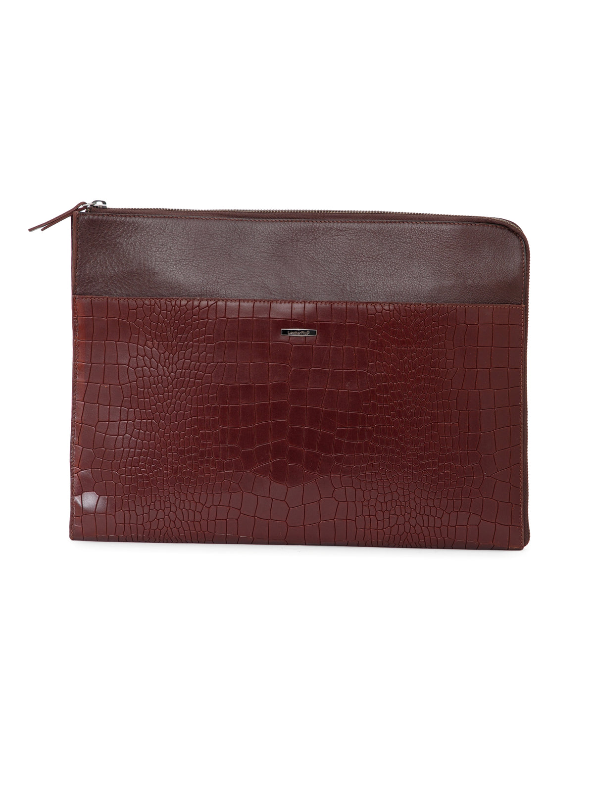 Croc-Embossed Leather Laptop Sleeve