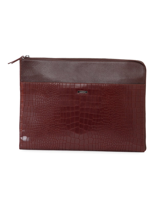 Croco Leather Laptop Sleeve SV16-9001 Cognac