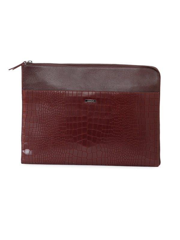 Croco Leather Laptop Sleeve SV16-9001 Cognac
