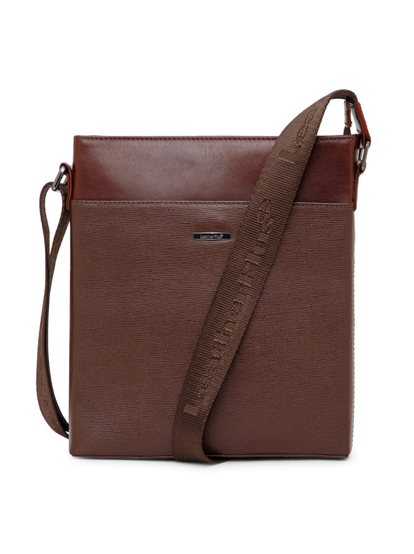 Saffiano Leather Men Sling Bag SGM-701 Brown