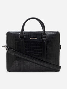 Croc-Embossed Executive Laptop Bag