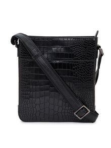 Croc-Embossed Leather Sling Bag