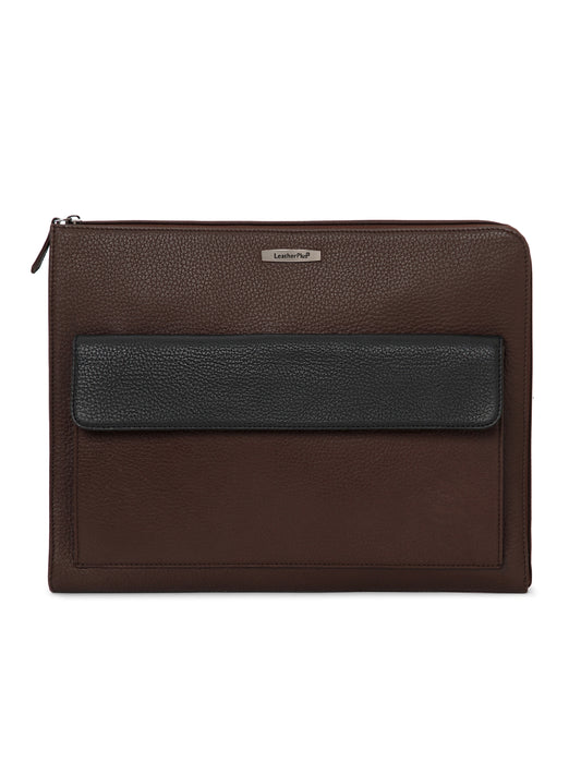 Color-blocked Leather Laptop Sleeve SV16-4004