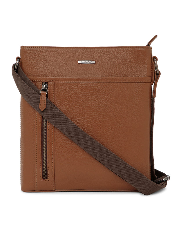 MIlled Leather Men Sling Bag SGM-601 Tan
