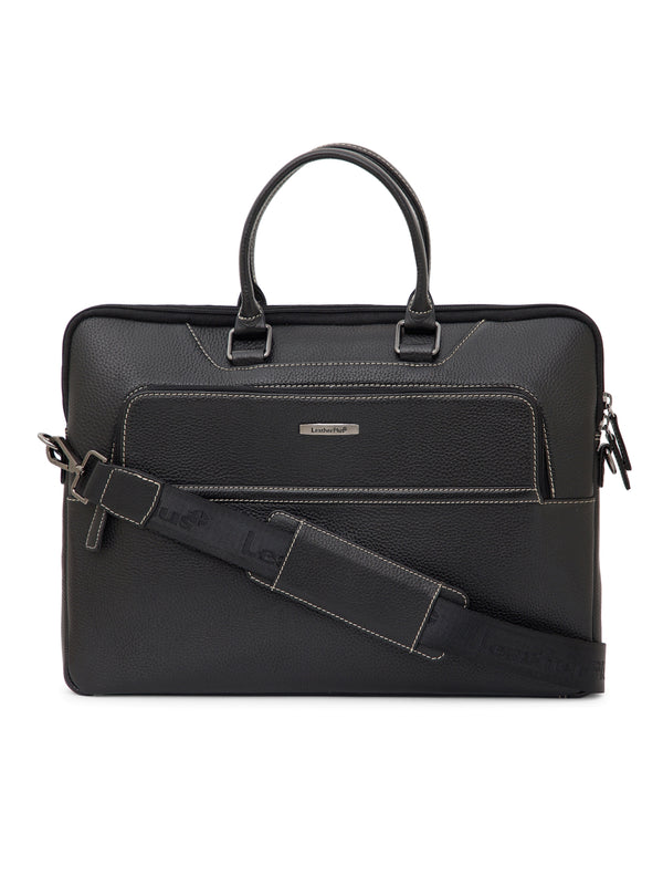 Contrast Stitched Leather Laptop Sleeve SV16-6001