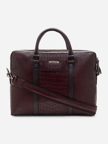 Croc-Embossed Executive Laptop Bag