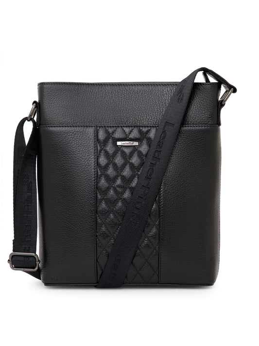 Quilted Leather Men Sling Bag SGL-652 Black
