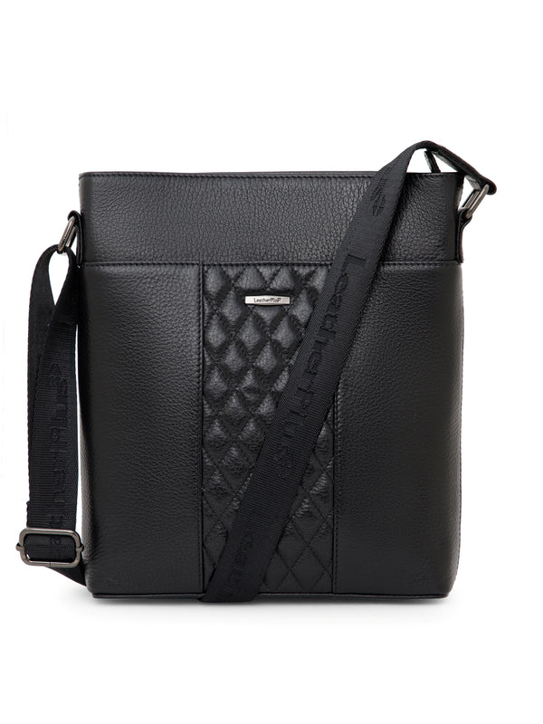 Quilted Leather Men Sling Bag SGL-652 Black