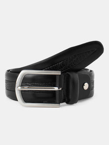 Edge Stitch Embossed Formal Leather Belt