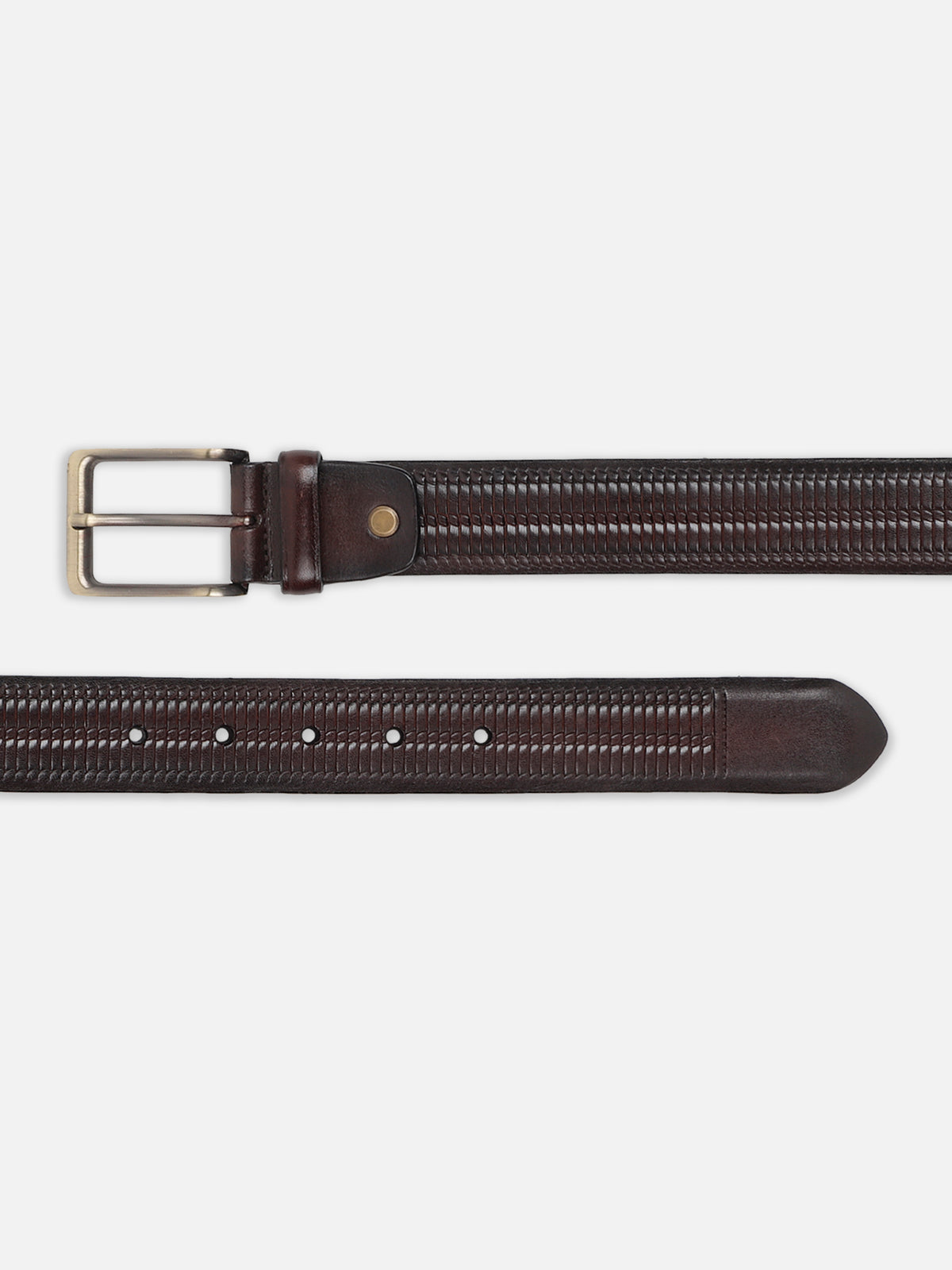 Dual-Texture with Basket Weave Leather Belt