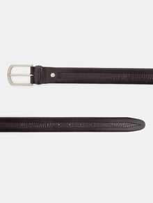 Edge Stitch Embossed Formal Leather Belt