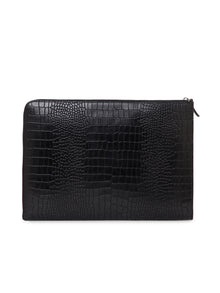 Croc-Embossed Leather Laptop Sleeve