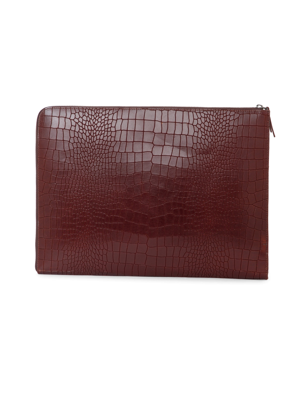 Croc-Embossed Leather Laptop Sleeve