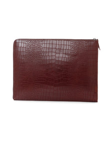 Croc-Embossed Leather Laptop Sleeve