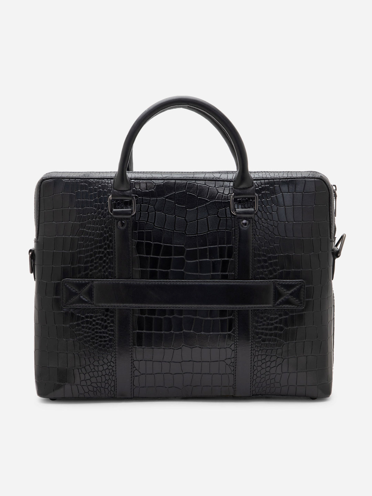 Croc-Embossed Executive Laptop Bag