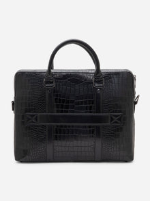 Croc-Embossed Executive Laptop Bag