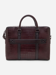 Croc-Embossed Executive Laptop Bag