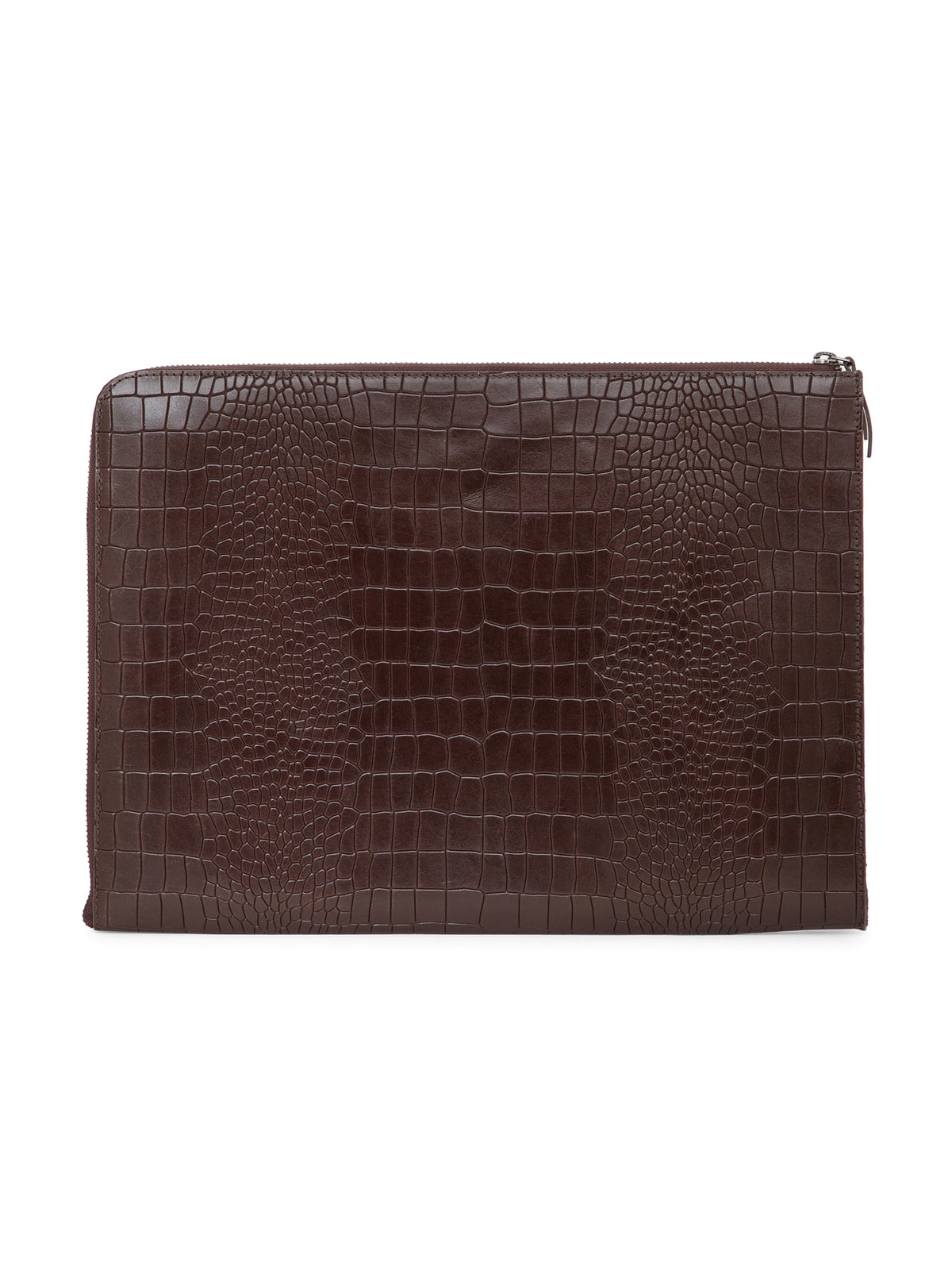 Croc-Embossed Leather Laptop Sleeve