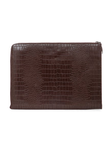 Croc-Embossed Leather Laptop Sleeve