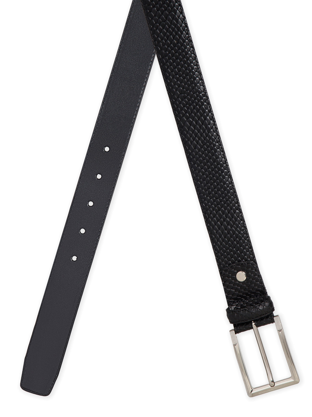 Plus Size Woven Texture Autolock Leather Belt