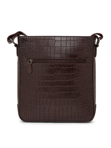 Croc-Embossed Leather Sling Bag