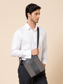Dual-Texture Leather Sling Bag