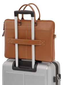 Contrast-Stitch Leather Laptop Sleeve